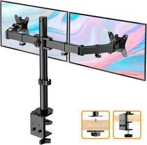 HUANUO 1732 Dual Monitor Stand Mount HeavyDuty Fully Adjustable Desk Clamp Arms for Computer Screens Loads up to 176lbs per arm wSwivel and Tilt 75100mm Black