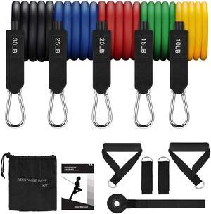 Resistance Bands Set, Workout Bands,Exercise Bands,5 Tube Fitness Bands with Door Anchor, Handles,Portable Bag,Legs Ankle Straps for Musle Training, Physical Therapy, Shape Body, Home Workouts