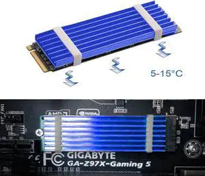 M.2 SSD Cooler Heatsinks, NVMe Aluminum Heatsinks for M.2 2280mm SSD with 2 Silicone Thermal Pads, Blue