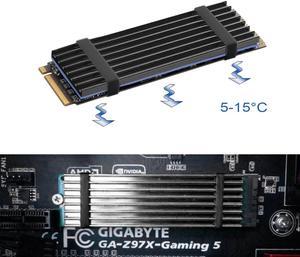 M.2 SSD Cooler Heatsinks, NVMe Aluminum Heatsinks for M.2 2280mm SSD with 2 Silicone Thermal Pads, Black