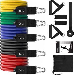 Resistance Bands Set, 150 lbs workout Bands,Exercise Bands,5 Tube Fitness Bands with Door Anchor, Handles,Portable Bag,Legs Ankle Straps for Musle Training, Physical Therapy, Shape Body, Home Workouts