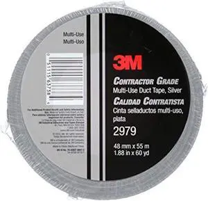 3M 2979 Multi-Use Duct Tape, Silver, 1.88 in x 60 yd x 7 mil, 1 Pack, Temporary Repair, Patching, Tabbing, Capping Pipe, Marking, Labeling