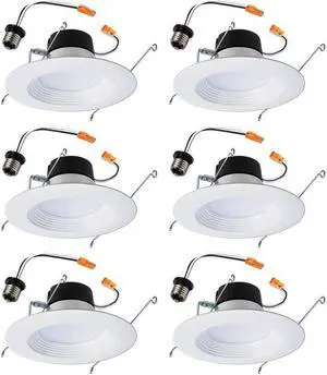 Halo RL460WH930PKBP - 6PK  4 in LED White Ceiling Light Retrofit Trim 3000K Soft (6 Pack) Recessed Integrated LED