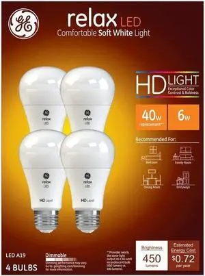 General Electric Relax Soft White HD LED 40-watt, 4pk General Electric Relax Soft White HD LED 40-watt, 4pk