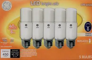 5-Pack LED Bright stik 40w Soft White 5-Pack LED Bright stik 40w Soft White