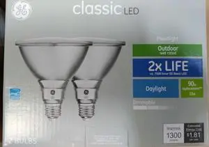 GE classic LED 90 watt equivalent PAR38 Outdoor Floodlight Daylight Dimmable Light Bulb (2 pack) GE classic LED 90 watt equivalent PAR38 Outdoor Floodlight Daylight Dimmable Light Bulb (2 pack)