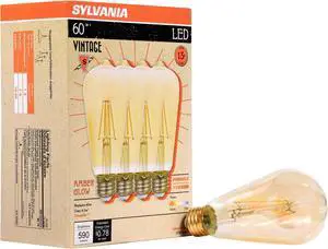 Sylvania 40197 LED 60 watt equivalent vintage Amber glow LED light bulb Dimmable (4 pack)