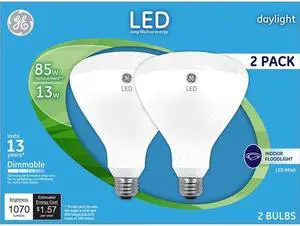 (pack of 4 bulbs) GE 92174 LED Dimmable flood BR40 5000K 85 watt equivalent using only 13 watts (pack of 4 bulbs) GE 92174 LED Dimmable flood BR40 5000K 85 watt equivalent using only 13 watts