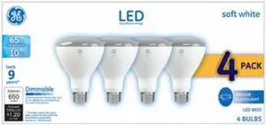 G E LIGHTING LED Light Bulb, 650 Lumens, 10-Watt, 4-Pk. 93247