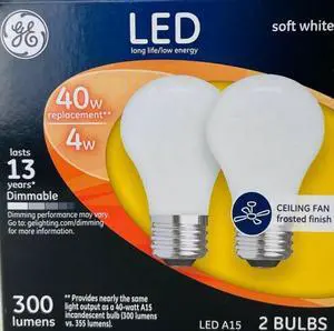 G E Lighting 25277 GE 2PK 4 watt LED A15 Bulb
