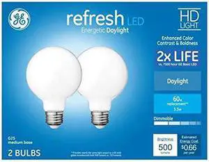 GE Refresh 60-Watt EQ G25 Daylight Dimmable Globe Bulb Light Bulb (2-Pack) GE Refresh 60-Watt EQ G25 Daylight Dimmable Globe Bulb Light Bulb (2-Pack)