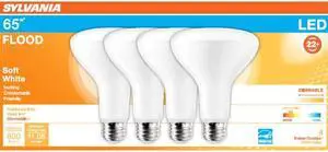 Sylvania LED BR30 65 watt equivalent Soft White Dimmable Indoor/Outdoor Flood (4pack)