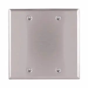Eaton 93152-SP-L Blank Wallplate, Stainless Steel, Blank Cutout, Two- gang, Standard, SP-L