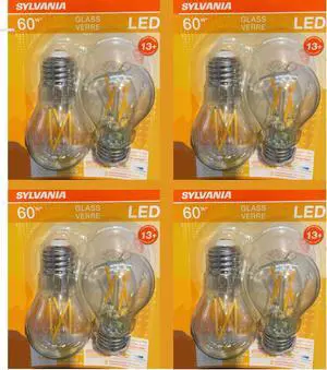 (8 bulbs) Sylvania Filament LED 60 watt equivalent, Dimmable A15, Soft White LED Light Bulb