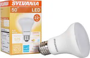 (6 bulbs) Sylvania R20 LED Bulb, 50 watt Equivalent Efficient 6 watt, Dimmable, 525 Lumens, 2700K, Soft White, Frosted Indoor Outdoor Light bulb