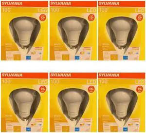 (6 bulbs) Sylvania 100 watt equivalent LED Light Bulb A21, Dimmable, Indoor Outdoor, 1600 Lumens of Brilliance, LED Light Bulb