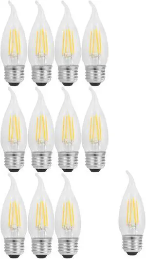 (12 bulbs) Sylvania Glass LED, B10 Light Bulb, 60 watt equivalent, 2700K Soft White, Filament, Clear, Medium Base, LED Light Bulb