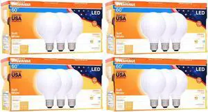 (12 bulbs) SYLVANIA 40363, Soft White, 60 Watt Equivalent, G25 LED Light Bulbs, Dimmable, Color 2700K, Made in The USA with US and Global Parts