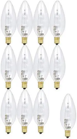 (12 pack) SYLVANIA Halogen Decor B11 Light Bulb, 60 watt equivalent, Candelabra Base, 500 Lumens, Soft White
