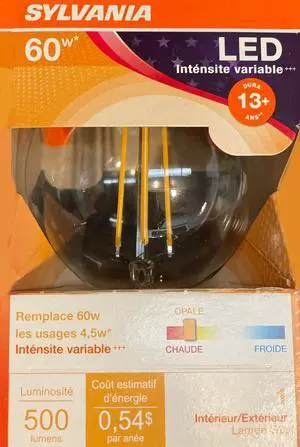 (8 bulbs) Sylvania LED Globe G25, 60 watt equivalent, 500 Lumens, Clear, Dimmable, Soft White, Medium Base, LED Light Bulb