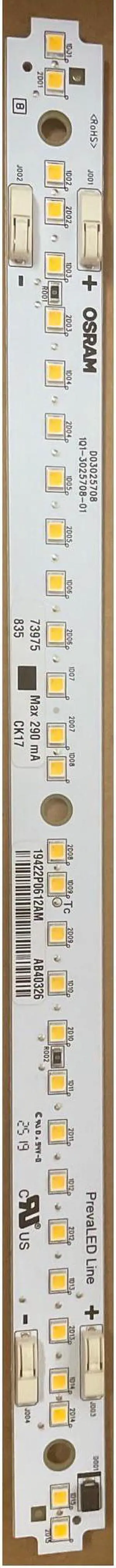 Osram PrevaLED 73975 Line Performance PLPG3-Lin-1100-835-289x18 High Efficacy Linear LED Module, 3500K, 1100 lumens, 7 watts