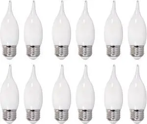 (12 bulbs) Sylvania LED Chandelier Light Bulb, 25 watt, Soft White, Dimmable, Medium Base, B10 shape, Frosted
