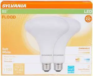 (2 bulbs) Sylvania LED BR40 Flood Light, 85 watt equivalent, Soft White, Dimmable, Indoor Outdoor, Medium Base, LED Light Bulb