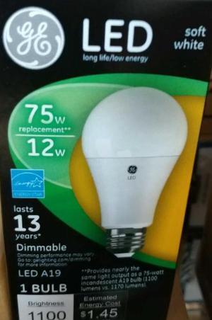 GE LED 75 watt equivalent A19 Dimmable LED Light bulb soft white