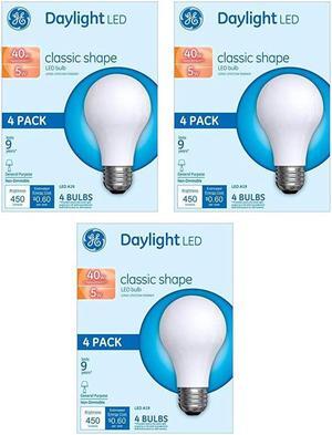 (12 bulbs) GE 99183 LED A19 classic shape, Daylight, 40 watt equivalent LED light bulb