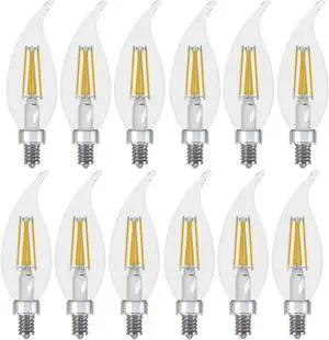 (12 bulbs) GE Lighting 23090 Dimmable Soft White 3.5 (40-watt Replacement), 300-Lumen Light Bulb with Candelabra Base Bent Tip Decorative Candle LED, 12-Pack (12 bulbs) GE Lighting 23090 Dimmable Soft White 3.5 (40-watt Replacement), 300-Lumen Light Bulb with Candelabra Base Bent Tip Decorative Candle LED, 12-Pack