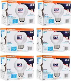 (case of 12 bulbs) SYLVANIA G25 Globe Dcor LED Light Bulbs, 60W Equivalent Efficient 5W, Non-Dimmable, 550 Lumens, 5000K, Daylight