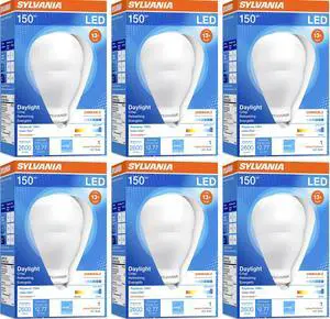 (case of 6) SYLVANIA A21 LED Light Bulb, 23W, 150W Equivalent, Dimmable, 2600 Lumens, Frosted, 5000K, Daylight (79735)