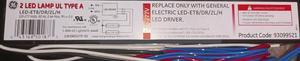 (case of 10) GE 93099521 LED Driver LED-ET8/DR/2L/H LED 2 Lamp UL Type A, 120-277V