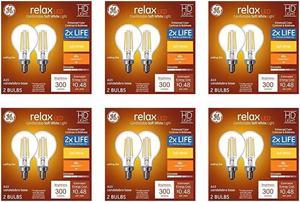 (case of 12 bulbs) GE Relax LED 40 Watt Equivalent, Dimmable, Warm White A15 LED Light Bulb Candelabra base