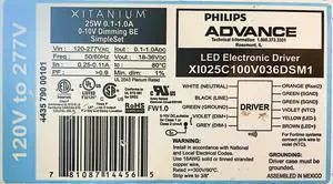 Philips Advance Xitanium XI025C100V036DSM1 LED Electronic Driver, 25 watt, 0-10v Dimming, SimpleSet Programmable, Bottom Entry