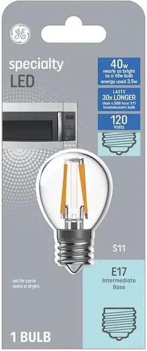 GE Lighting 93128996 LED Light Bulb, S11, Warm White, Clear, 360 Lumens, 4-Watts - Quantity 1 GE Lighting 93128996 LED Light Bulb, S11, Warm White, Clear, 360 Lumens, 4-Watts - Quantity 1