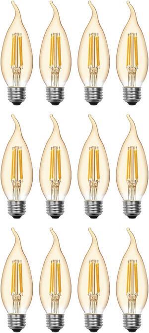 (case of 12 bulbs) GE Vintage LED Decorative Light Bulbs, 5.5 Watts (60 Watt Equivalent) Warm Candle Light 2000K, Amber Glass, Medium Base, Dimmable