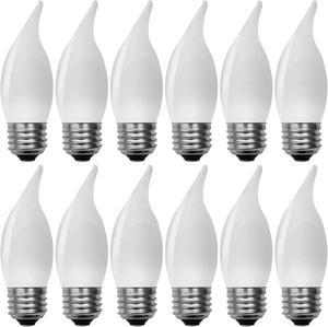 (12 bulbs) GE 48265 relax LED Decorative Chandelier light bulb, 60 watt equivalent, bent tip, HD Light, frosted, dimmable LED Light bulb