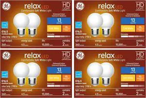 (8 bulbs)GE relax LED G16.5 Globe Light Bulbs, 40 watt replacement, medium base, warm soft white high definition light, 2700K, Decorative frosted Globe LED Light Bulbs