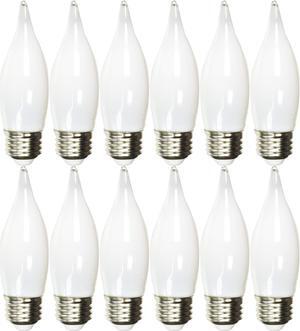 (case of 12 bulbs) GE Lighting soft white LED Chandelier Bulb, 4 watt, 300 lumen, frosted. bent-tip, Dimmable Decorative, Medium Base, CAM LED Light Bulb