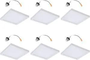 (case of 6) Halo SMD 4 in LED Square Surface Mount, white, Dimmable LED Recessed Retrofit Downlight (Fits 4 inch Housing Diameter), SMD4S6930WH