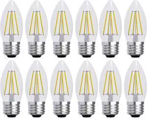(case of12 bulbs) GE 23336 LED Blunt Tip Decorative Light Bulbs, BM, 5 Watt (60 Watt Replacement), 500 Lumen, Soft White, Clear, Medium Base, Dimmable Chandelier LED Light Bulbs