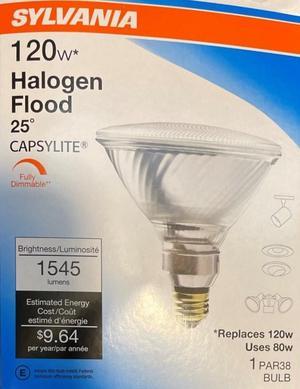 (case of 6) Sylvania Halogen Flood 120 watt Capsylite Brilliant PAR38 Floodlight