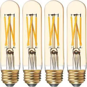 (case of 4) GE Lighting 36578 Amber Glass Light Bulb LED Vintage Style Dimmable T9 Tube 6 watts (60-Watt Replacement), 500-Lumen Medium Base, Warm Candle