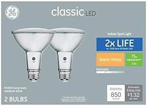 GE Classic 2-Pack 75 W Equivalent Dimmable Spot Warm White Par30 Longneck LED Light Fixture Light Bulbs
