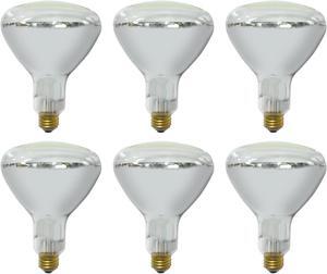 (6 Lamps) GE Heat Lamp, BR40 Heat Lamp Bulb, 250-Watt, 2150 Lumen, Medium Base, White Light Bulb for Heat Lamps, Flood Light Heat Lamp Bulb