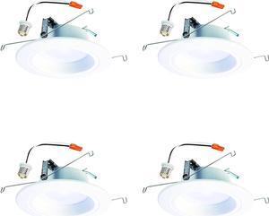 (4 pack) HALO Recessed RL560WH6935R 5" or 6" Integrated LED bulb with Recessed White Trim, 3500K Soft White, 735 lumens, wet rated for shower use, complete bulb and trim replacement kit
