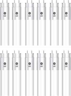 (12 tubes) GE T8 LED Tube, 48 inch, 15 watts, 1800 lumens, 5000K Sunshine Cool White, Type A plug and play, fast and easy LED upgrade for 4-ft T8 fluorescent lamp