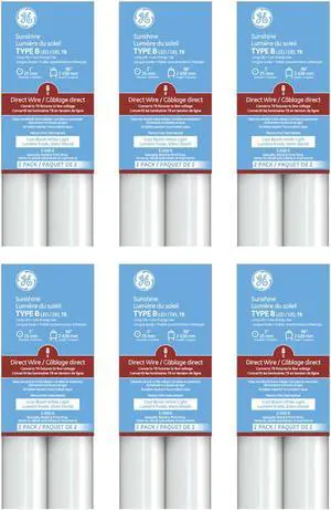 (12 tubes) GE 93128869 LED Tube T8, 96 inch, 43 watt, 5500 lumen, LED Tube Type B, Direct Wire, Sunshine 5000K, single pin base, 8-ft T8 LED tube (12 tubes) GE 93128869 LED Tube T8, 96 inch, 43 watt, 5500 lumen, LED Tube Type B, Direct Wire, Sunshine 5000K, single pin base, 8-ft T8 LED tube