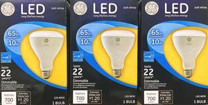 (3 bulbs) GE Lighting 89936 65 Watt Soft White BR30 Indoor Dimmable LED Flood Light